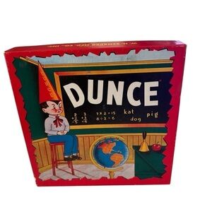 Vintage Dunce game 1955 W.H. Shaper MFG Co Complete  with dice and pieces
